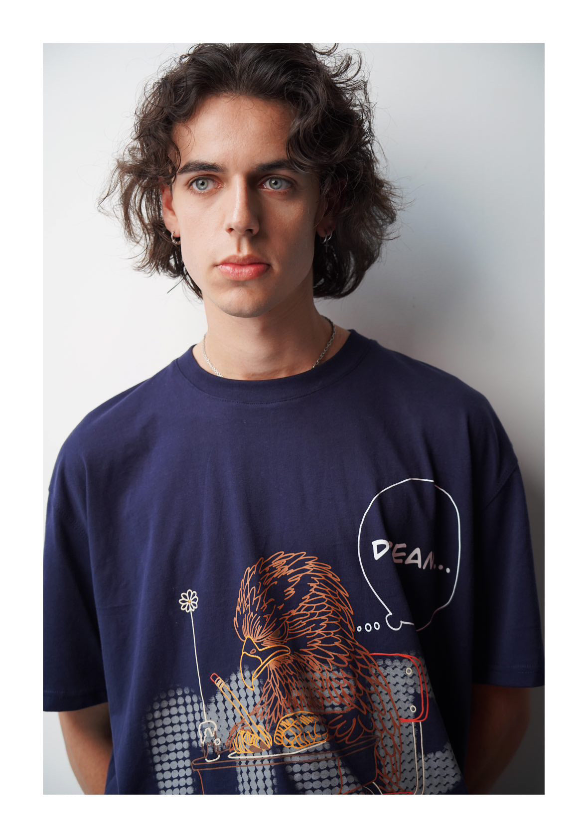 Oversized blue short-sleeve T-shirt