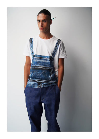 T-shirt trompe-l’œil bleu – Motif peinture