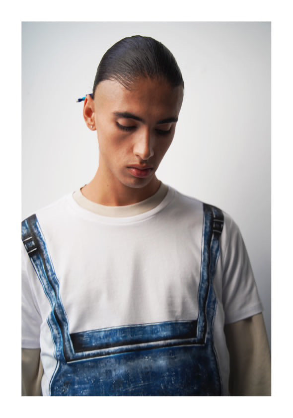 T-shirt trompe-l’œil bleu – Motif peinture