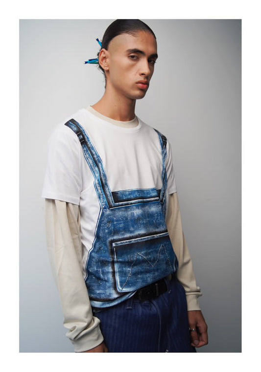 T-shirt trompe-l’œil bleu – Motif peinture