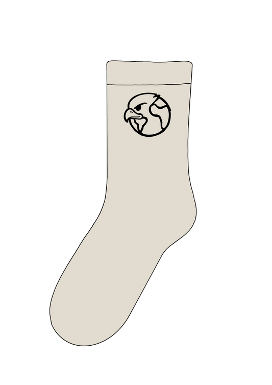 Beige knee-high socks embroidered logo