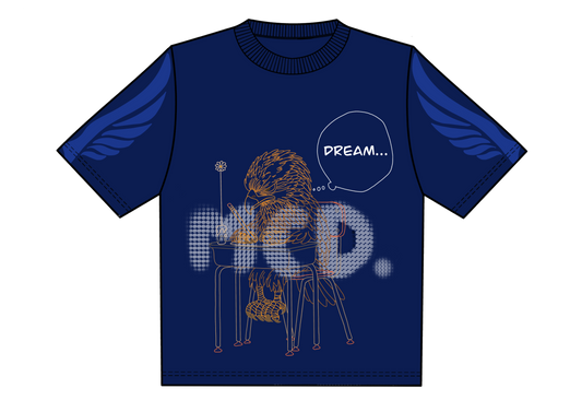 Oversized blue short-sleeve T-shirt