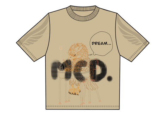 Oversized beige short-sleeve T-shirt