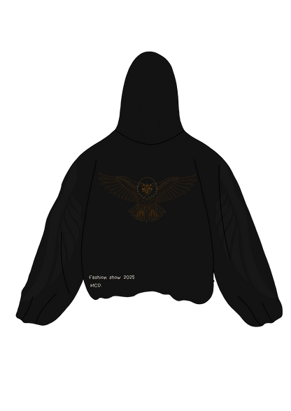 Oversize black zipped hoodie