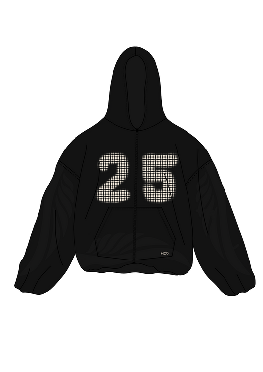Oversize black zipped hoodie