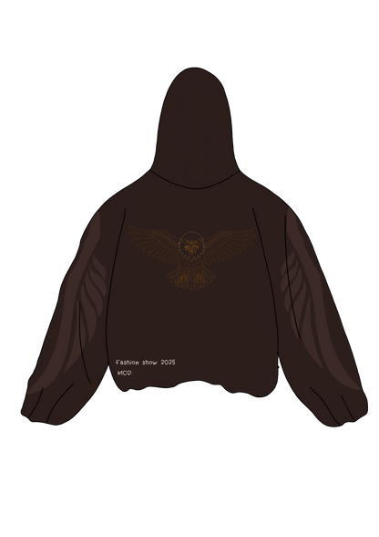 Oversize brown zipped hoodie