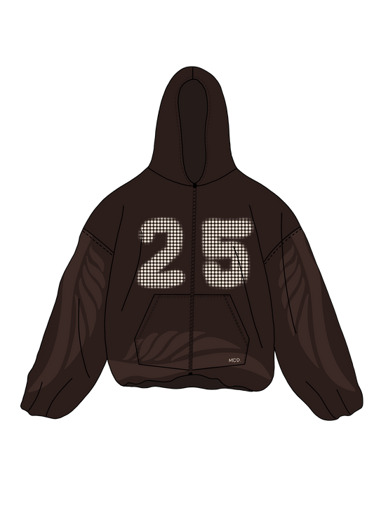 Oversize brown zipped hoodie